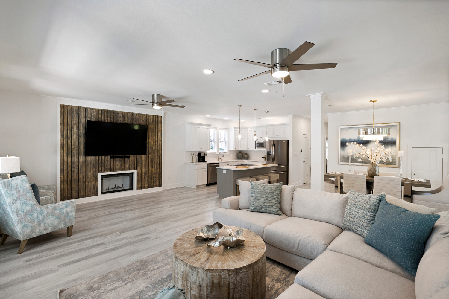 Open living room and kitchen