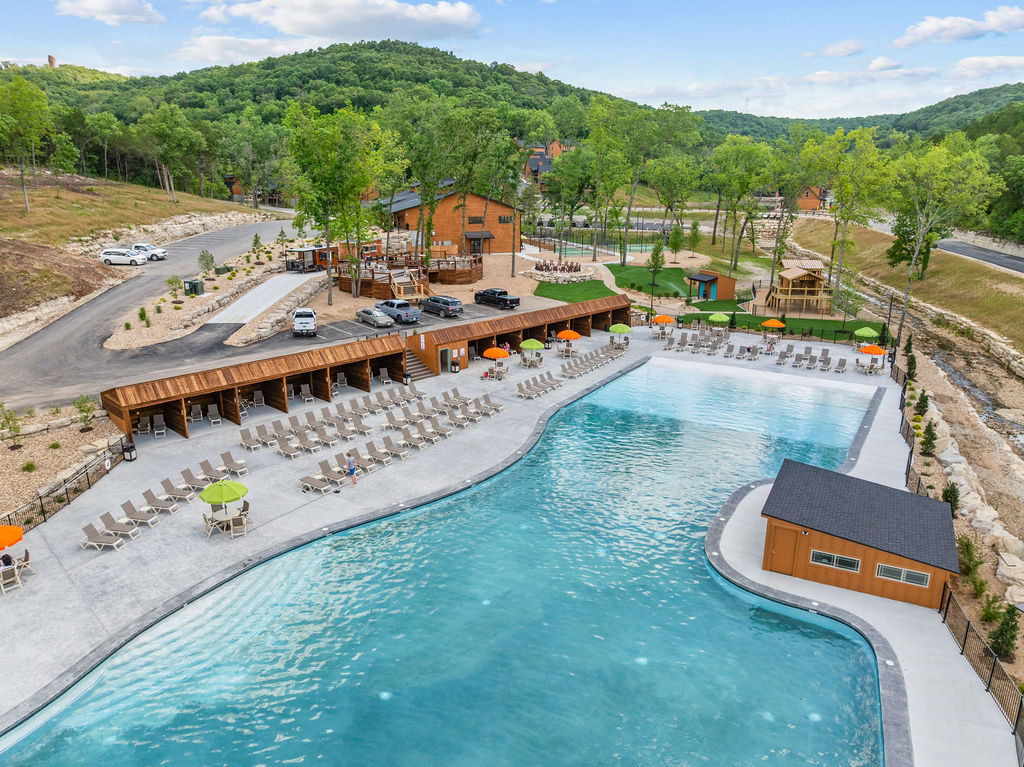 Aerial view of Tall Timbers Camp resort